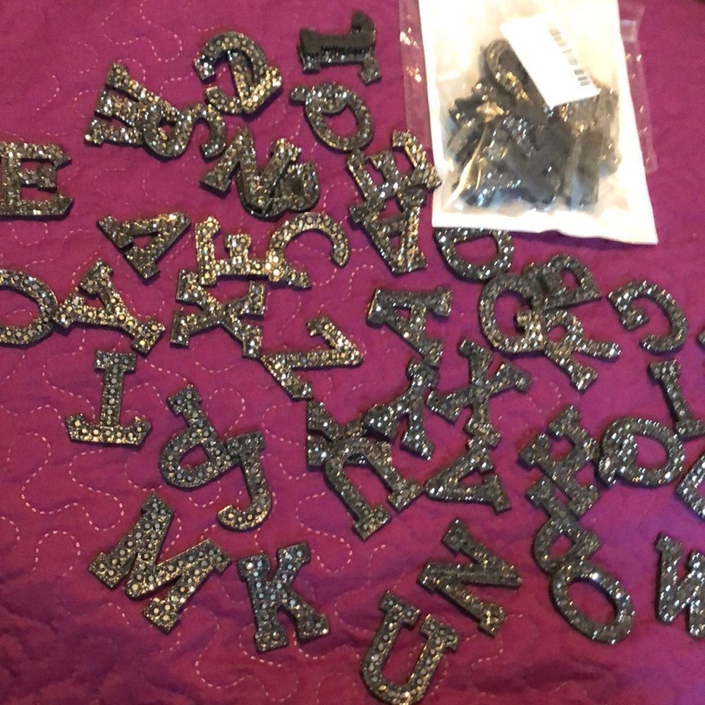 3 sets of 2” alphabet bling black letter patches  - missing 6 letters total